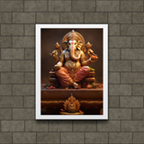 Ganesha's Throne: Majestic Wall Frame - Elevate Your Space with Divine Grace