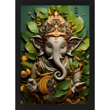 Leafy Ganesha - Nature's Divine Wall Art Frame