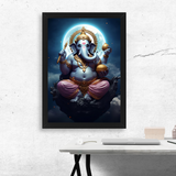 Ganesha’s Lunar Splendor - A Divine Portrait Wall Art Frame