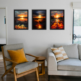 Beautiful Sunset Scenery Wall Frames (Set of 3)