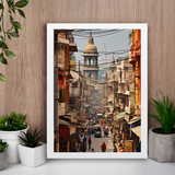 Chandni Chowk Charm: Wall Frame - Capture the Essence of Old Delhi's Bustling Bazaar